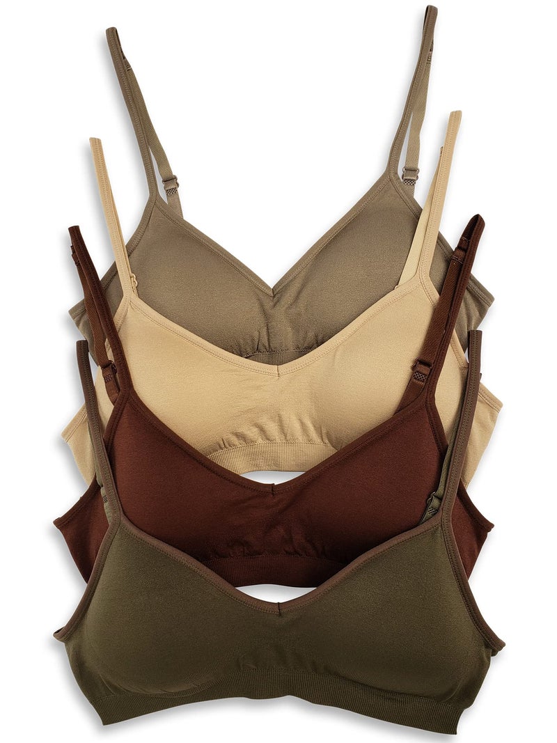Kalon Womenâ€™s 4 Pack Demi Padded Bralette Wireless Comfortable Bra (X-Large, Earth) - Image 1